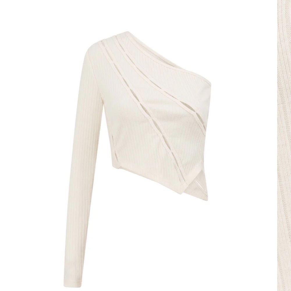 NWT- Sabo Layla Top One Shoulder Ribbed in Cream